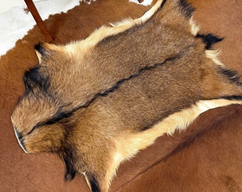 Natural Goat Hide, Hair On Hide Fur, Throw Fur, Genuine Goat Fur, Brown Fur, Throw Animal Hide, Tanned Leather, Leather Rug, Soft Goatskin