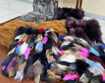 Travesseiros de pele de raposa genuína, travesseiros de pele colorida, travesseiro decorativo, almofada de pele, travesseiro de pele, pele de raposa, travesseiro macio de pele de raposa, travesseiros de pele de luxo