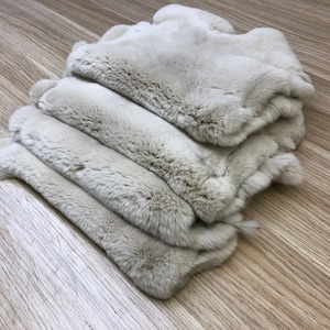 Pelle di Rex abbronzata beige, pelle di coniglio Rex di alta qualità, pelliccia di coniglio, taglia Jumbo, taglia grande, pelle di coniglio