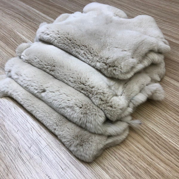 Beige Rabbit Rex Fur Large Size Luxury Rex Rabbit Pelt  Rabbit Fur Rabbit Craft  Beige Pelt Real Rabbit Fur  Genuine Natural Rabbit Fur