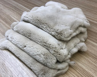Beige Rabbit Rex Fur Large Size Luxury Rex Rabbit Pelt  Rabbit Fur Rabbit Craft  Beige Pelt Real Rabbit Fur  Genuine Natural Rabbit Fur