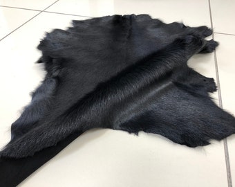 Geitenhuid Zwarte Geitenhuid Gebruinde Geitenhuid Natuurlijke Zwarte Geit Bont Geit Huid Exotische Glanzende Geitenleer Geitenbont Geit Pelt Geitenkleed Zwart Bont