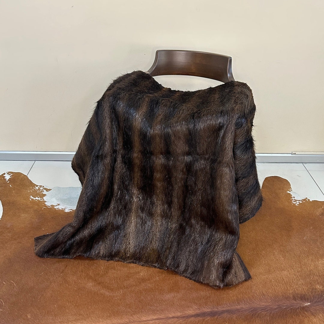 Mink Fur Throw Genuine Mink Pelt Rug Brown Fur Real Mink Etsy