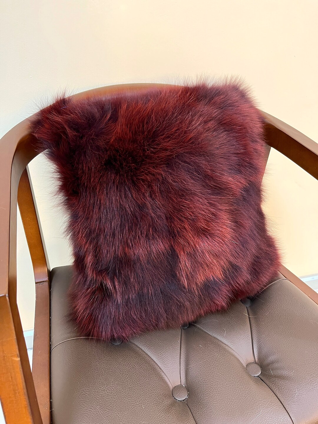 Genuine Real Red Fox Fur Decorative Pillow - Authentic Furz11 Cushion - Made In USA