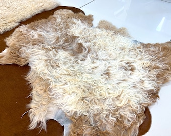 Natural Sheepskin Pelt , Genuine Sheepskin Pelt , Natural Sheepskin Throw Sheepskin Seat Cover, Real White Beige Ivory Sheepskin Fur Pelt