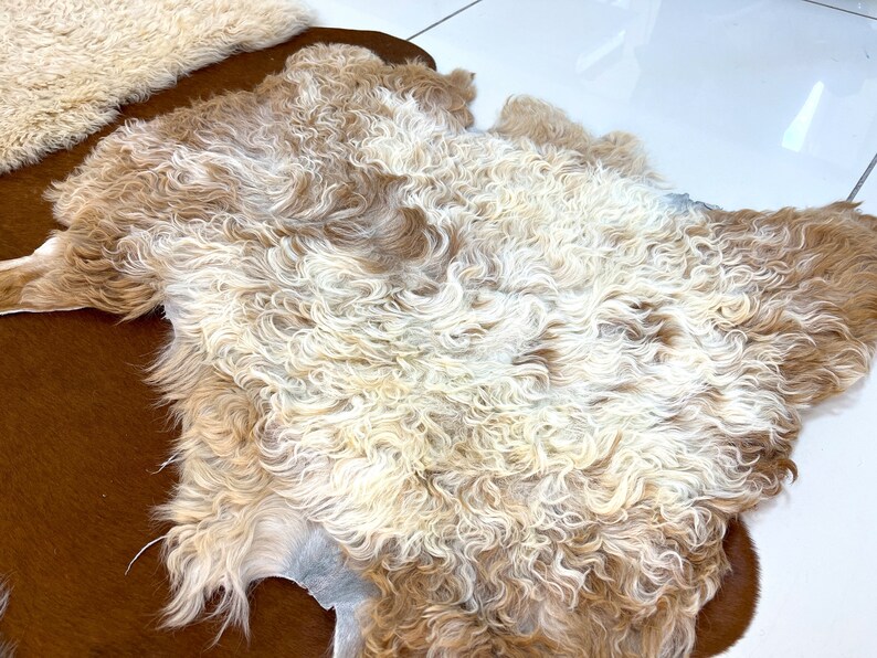 Natural Sheepskin Pelt , Genuine Sheepskin Pelt , Natural Sheepskin Throw Sheepskin Seat Cover, Real White Beige Ivory Sheepskin Fur Pelt image 1