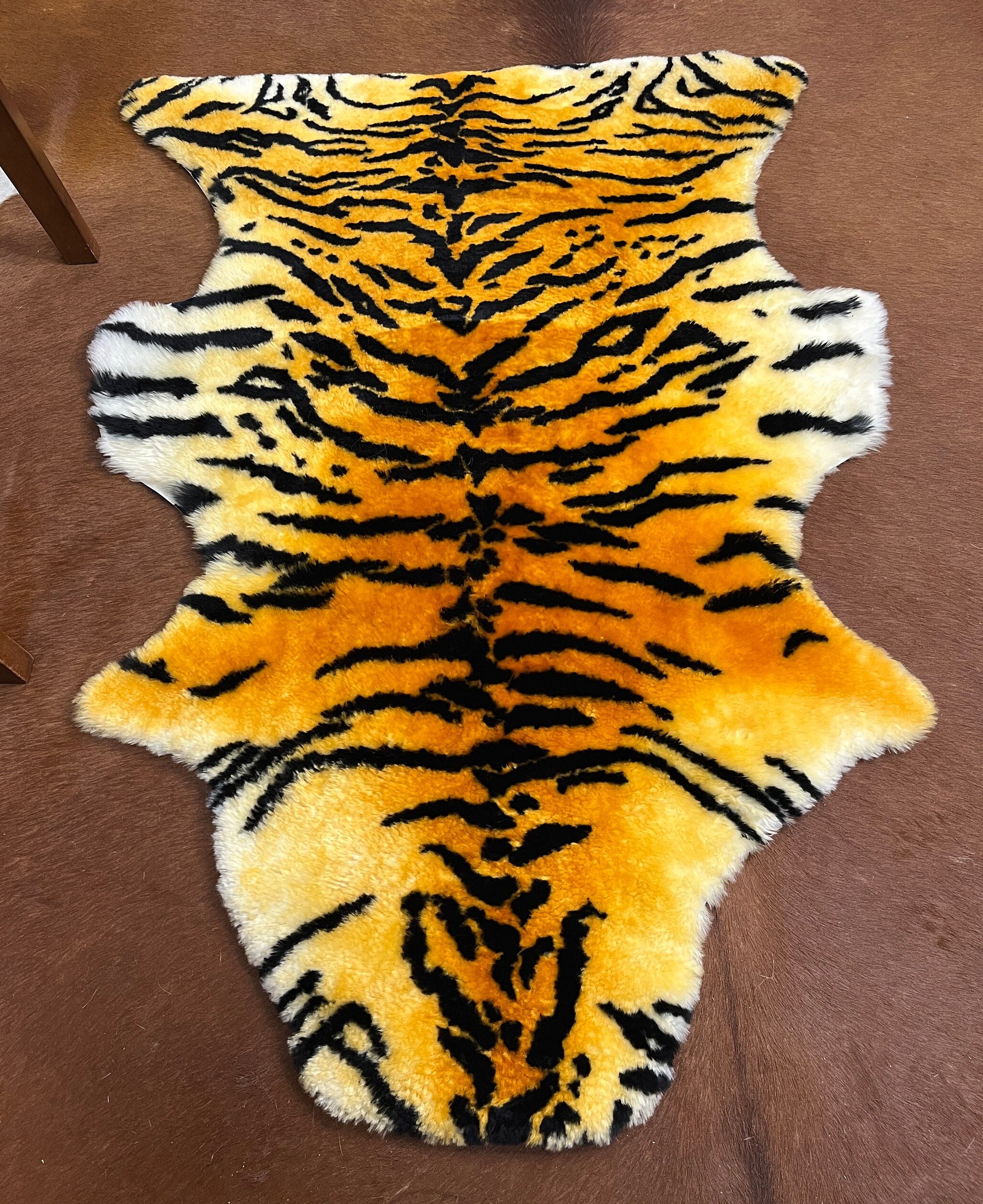 Luxury Tiger Print Sheepskin, Super Realistic Tiger Print Fur, Fur