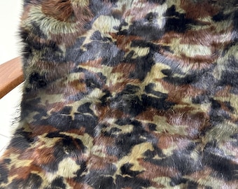 Camouflage Print Rabbit Fur, Throw Fur, Genuine Rabbit Fur, Soft Fur, Fur for Craft, Military Camouflage Print, 43x21 Inches Rabbit Fur