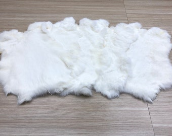 White Rabbit Large Size Genuine Rabbit Fur Pelt  Natural Rabbit Fur White Fur Pelt White Rabbit Skin White Rabbit Hide Natural Fur DIY Fur