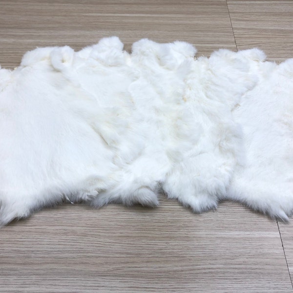 White Rabbit Large Size Genuine Rabbit Fur Pelt  Natural Rabbit Fur White Fur Pelt White Rabbit Skin White Rabbit Hide Natural Fur DIY Fur