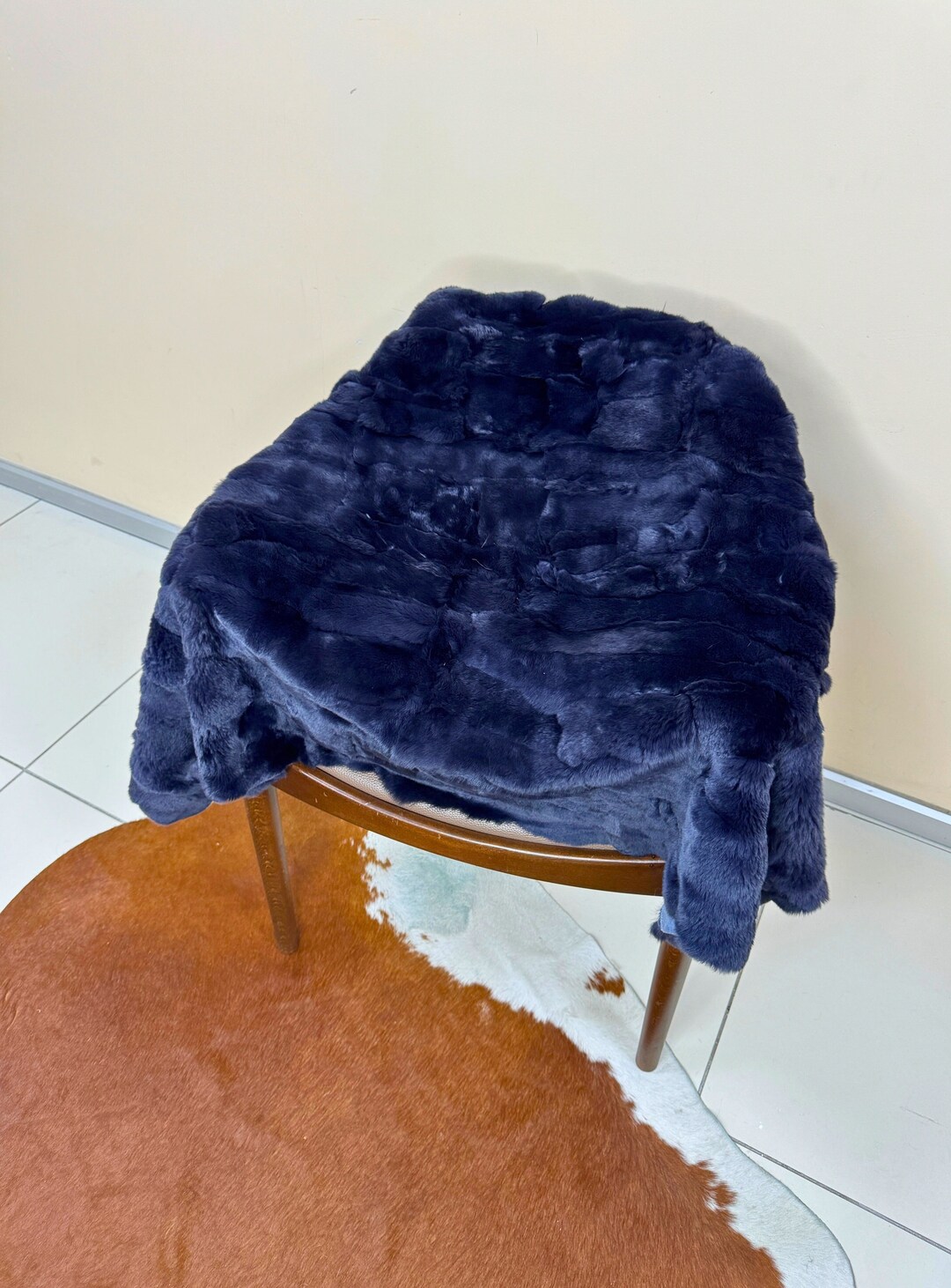 Navy Blue Rabbit Rex Fur, Genuine Rabbit Fur, Patchwork Fur Plate ...