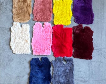 10 Different Colors Rex Rabbit Fur, Genuine Rex Rabbit Hide, Super Soft Rex Rabbit Fur, Rex Fur for Craft, Red Fur, Black Fur, White Fur