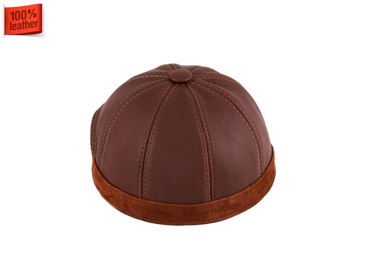 Brimless Hat Real Leather Brimless Cap 