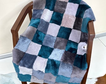 Patchwork Merino Sheep Fur, Square Pattern Fur Rug, Healthy Sheepskin, Luxurious Sheepskin, Patchwork Rug,