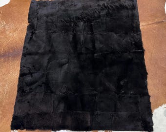 Dark Brown Rabbit Fur, 49x43 Inches Fur, Throw Fur for Seat, Rabbit Fur Rug, Fur for Craft, Patchwork Fur, Rabbit Fur MinBlanket, Soft Fur