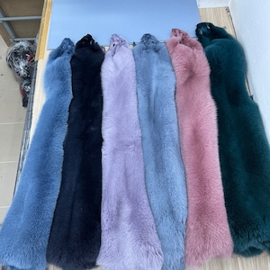 Vera pelliccia di volpe Pelliccia di volpe di grandi dimensioni Vera pelliccia di volpe Materiale per artigianato fai da te Pelliccia di volpe fai da te Vera pelliccia di volpe blu Collo per cappotto in pelliccia di volpe naturale