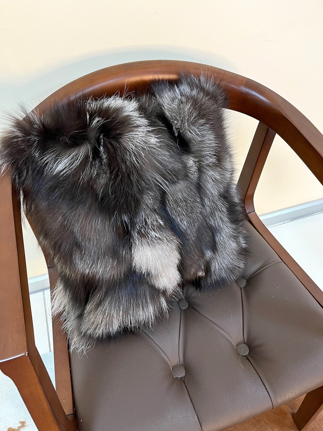 Real Fox Fur Pillow Silver Fox Fur Warm Fluffy Winter Case Etsy