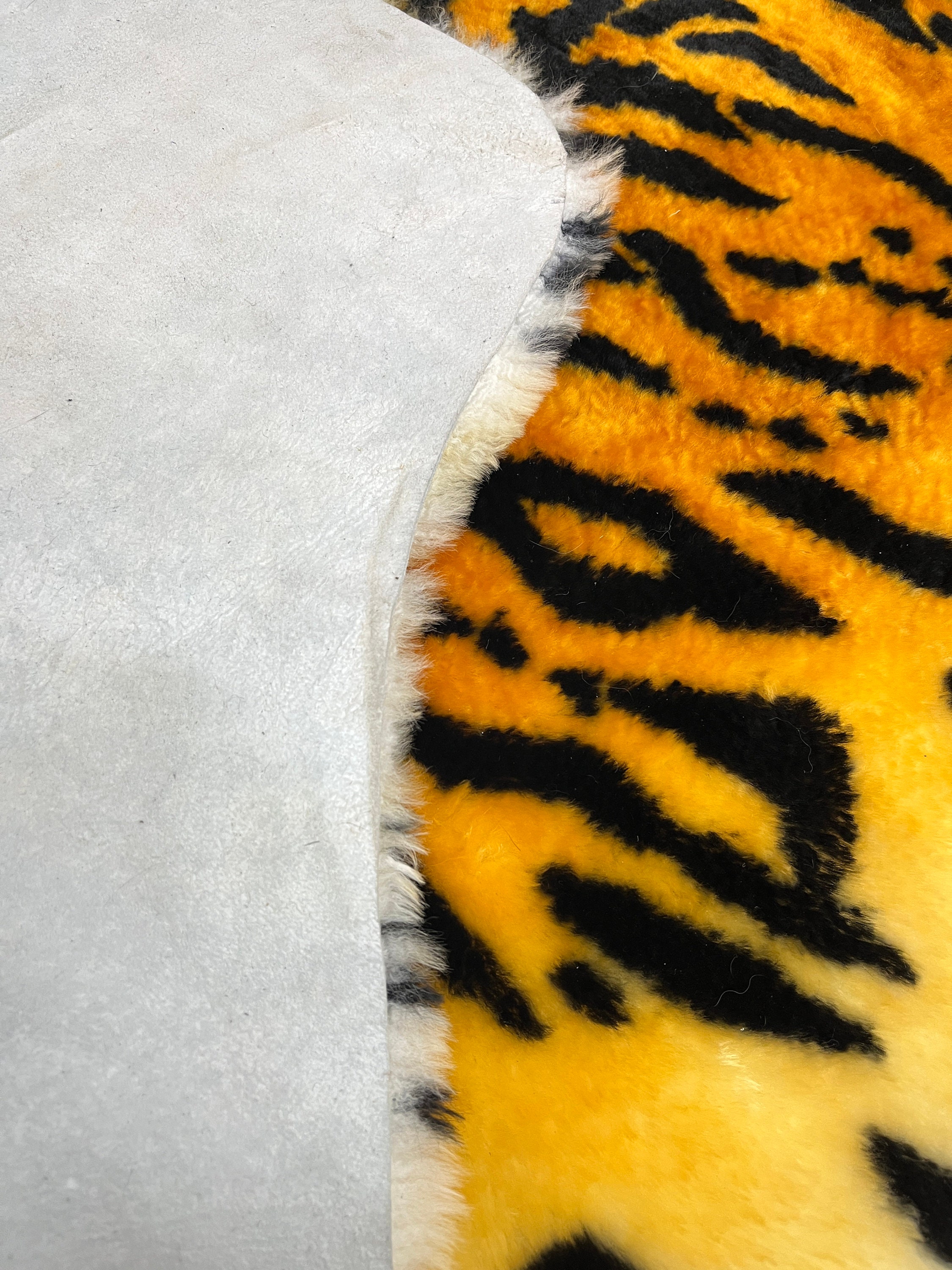Luxury Tiger Print Sheepskin, Super Realistic Tiger Print Fur, Fur