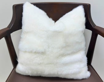 Almohada de piel de cordero, cojín decorativo, almohada de piel para la zona lumbar, piel de cordero sana, piel blanca natural, almohada de tela de terciopelo, almohada de piel decorativa