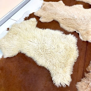 Natural Sheepskin Pelt , Genuine Sheepskin Pelt , Natural Sheepskin Throw Sheepskin Seat Cover, Real White Beige Ivory Sheepskin Fur Pelt image 10