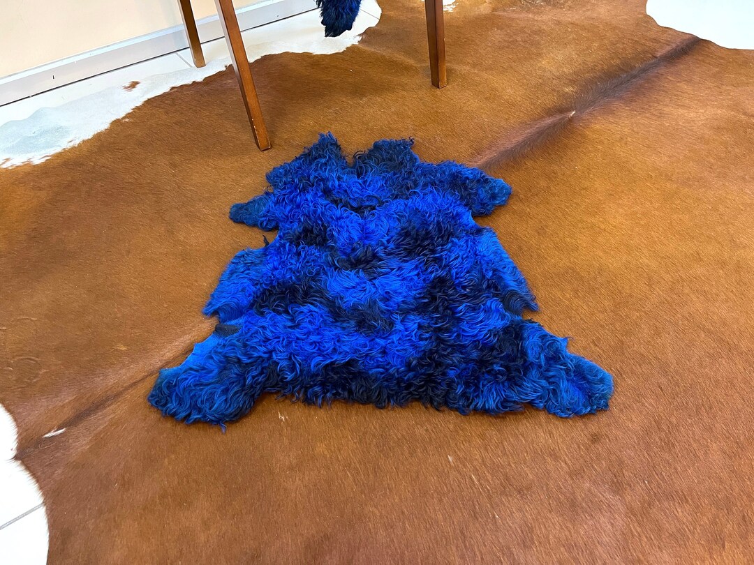 Real Sheepskin Throw Real Sheepskin Rugs Azure Blue Etsy