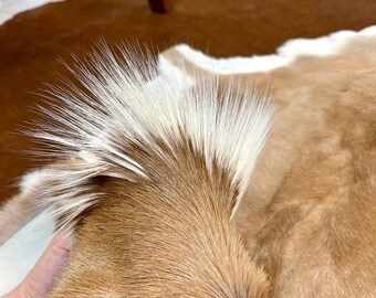 本物の鹿皮のブランケット、本革の鹿毛皮、鹿の毛皮、ナチュラルカラー