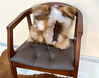 Real Red Fox Fur Pillow , Genuine Red Fox Pillow , Patchwork Fox Fur Pillowcase , Home Decor , Fox Fur Pillow ,Real Fox Pillow,Fluffy Pillow