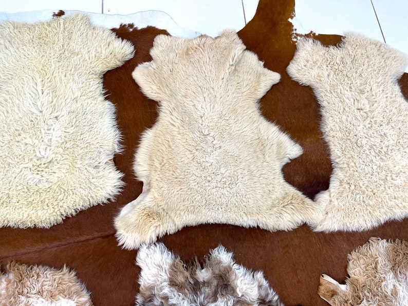 Natural Sheepskin Pelt , Genuine Sheepskin Pelt , Natural Sheepskin Throw Sheepskin Seat Cover, Real White Beige Ivory Sheepskin Fur Pelt image 3