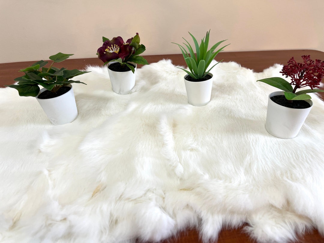 Real White Rabbit Pelt , Natural White Rabbit Pelt , Genuine White ...