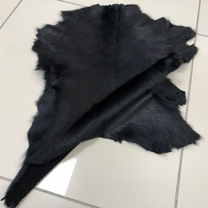 Goat Skin Black Goat Skin Tanned Goat Skin Natural Black Goat Fur Goat Hide Exotic Shiny Goatskin Goat Fur Goat Pelt Goat Rug Black Fur image 6