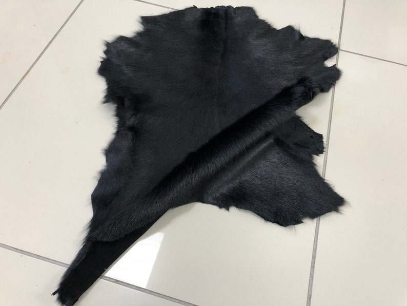 Goat Skin Black Goat Skin Tanned Goat Skin Natural Black Goat Fur Goat Hide Exotic Shiny Goatskin Goat Fur Goat Pelt Goat Rug Black Fur image 6