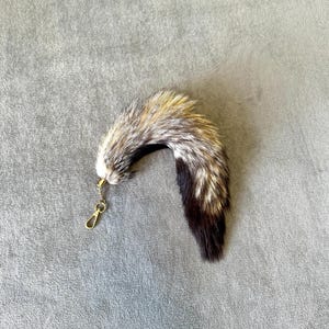 Cola de coyote, cola de piel de coyote auténtica, cola de piel natural, cola de disfraz, disfraz de cosplay, llavero de bolso, amuleto de cartera, cola de animal suave, llavero
