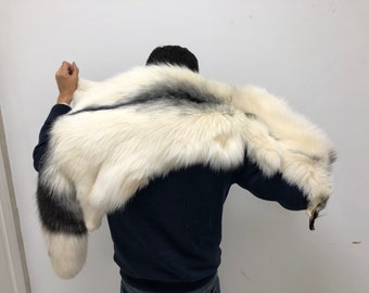 Arctic Marble Fox , 100% Genuine Arctic Marble Fox , White Fox Pelt , Marble Fox Pelt ,  Arctic Fox Fur Stole , Fox Pelt  Stole ,Luxury Pelt