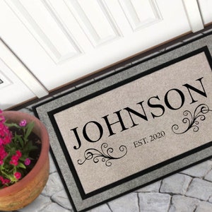 Family Name Established Date Welcome Doormat |  Wedding Gift | Custom Doormat | Personalized Doormat | Closing Gift | Front Door Mat