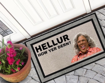Felpudo Hellur, How Yer Durn, felpudo gris de sublimación Madea, felpudo divertido, regalo, felpudo de poliéster
