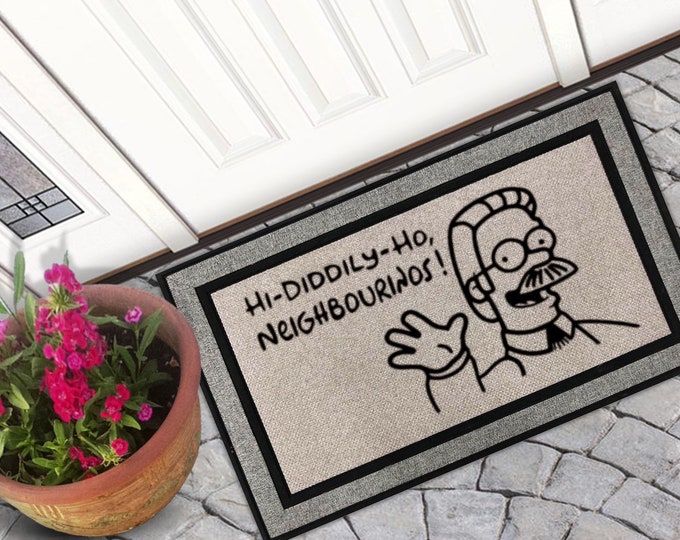 OKILY DOKILY Hi Diddly Ho, Ned Flanders Doormat, Hi Diddly Ho Doormat