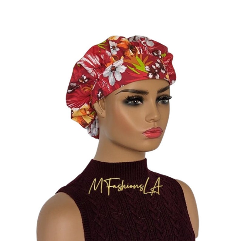 Hawaiian Print Bouffant Hat/colorful Floral Scrub/surgical Cap Etsy