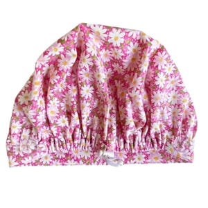 Lavender Daisy Bouffant Scrub Cap: Cotton Surgical Hat with Buttons image 10