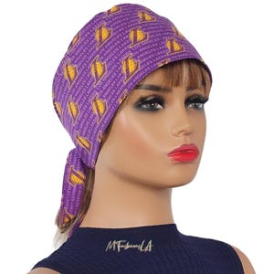 Basketball Print Surgical/Men&#39;s Scrub Cap/Unisex Cap Tie Back/Lakers Team Medical Hat/Healthcare Cap/Medical Hat for Men and Women