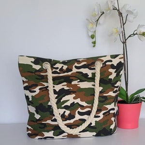 Camouflage Tote Bag/Army Camo Shoulder Bag/Woman Camouflage Shoulder Bag/Large Travel Tote/Jungle Pattern Tote/Beach Bag/Mother&#39;s day gift