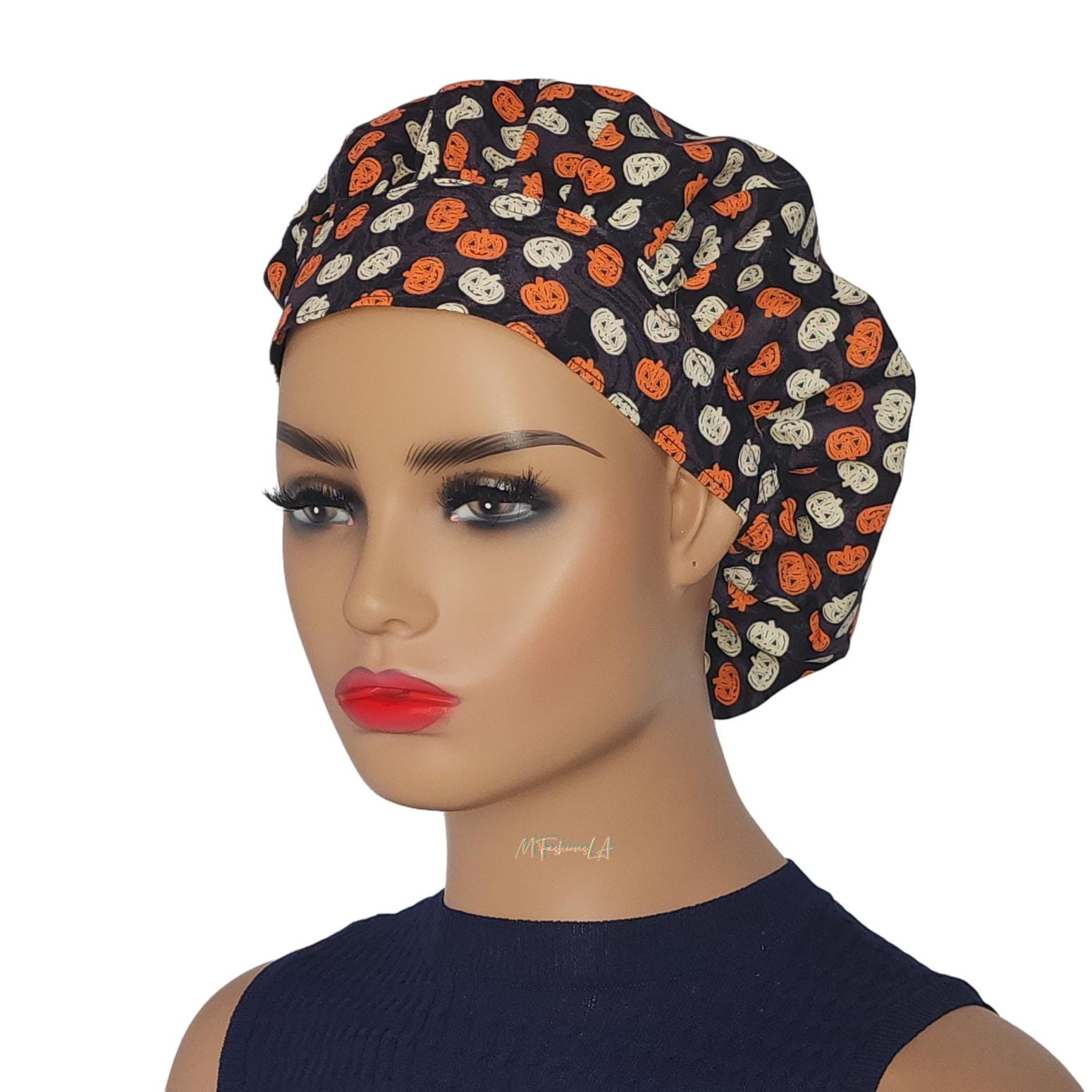Pumpkin & Ghost Scrub Hat/Bouffant Scrub Hat/Surgical Hat For Women/Dental Cap/Nurses Gift Idea/Medical Worker Cap/Nurses Gift Idea