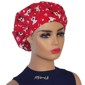 Puppy Dogs Scrub Cap/Dog Lover&#39;s Surgical Hat/Bouffant Scrub Hat Woman/Medical Professional Accessories/Nurse Gift Idea/Operating Room Cap