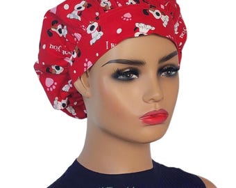 Puppy Dogs Scrub Cap/Dog Lover's Surgical Hat/Bouffant Scrub Hat Woman/Medical Professional Accessories/Nurse Gift Idea/Operating Room Cap