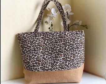 leopard print tote handbag