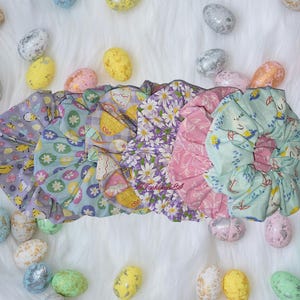 Easter Scrunchies/Shop Easter Hair Accessories/Springtime/Fun Easter Eggs Accessories/Perfect for Gifting/Pastel Bunny Scrunchies