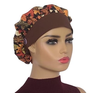Fall Bouffant Scrub Hat/Women's Autumn Surgical Hat/Medical Hat/Autumn Fashion/Nurses gift Idea/Healthcare Supplies/Gift For Her