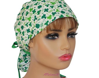 St. Patrick’s Day Ponytail Scrub Cap/Bouffant Medical Hat/Satin Tie Women's Ponytail Hat/Surgical Scrub Hats/ Gift For Nurses