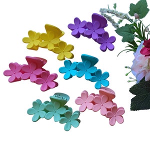 Pack Of 3 Hair Claw/Flower Hair Claw/Woman Accessories/Fashion Hair Claw/Fashionable Matte Hair Clasp/Colorful Hair Claw/Gift For Her
