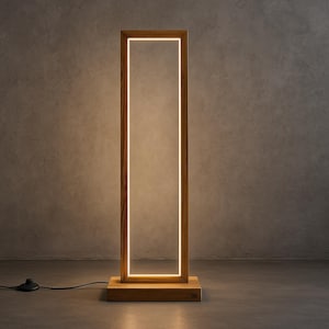 Tall Mid Century Wood Floor Lamp | Handcrafted Illumination for Contemporary Spaces | Dimmable floor lamp | Wood LED floor lamp