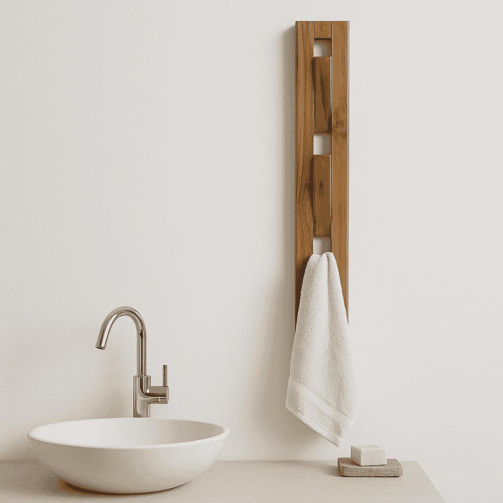 Vertical Towel Hanger Wooden towel hooks, scandi minimalist, Teak Coat Hook, Shower Hooks Modern, Home Decor Gift, House Decor